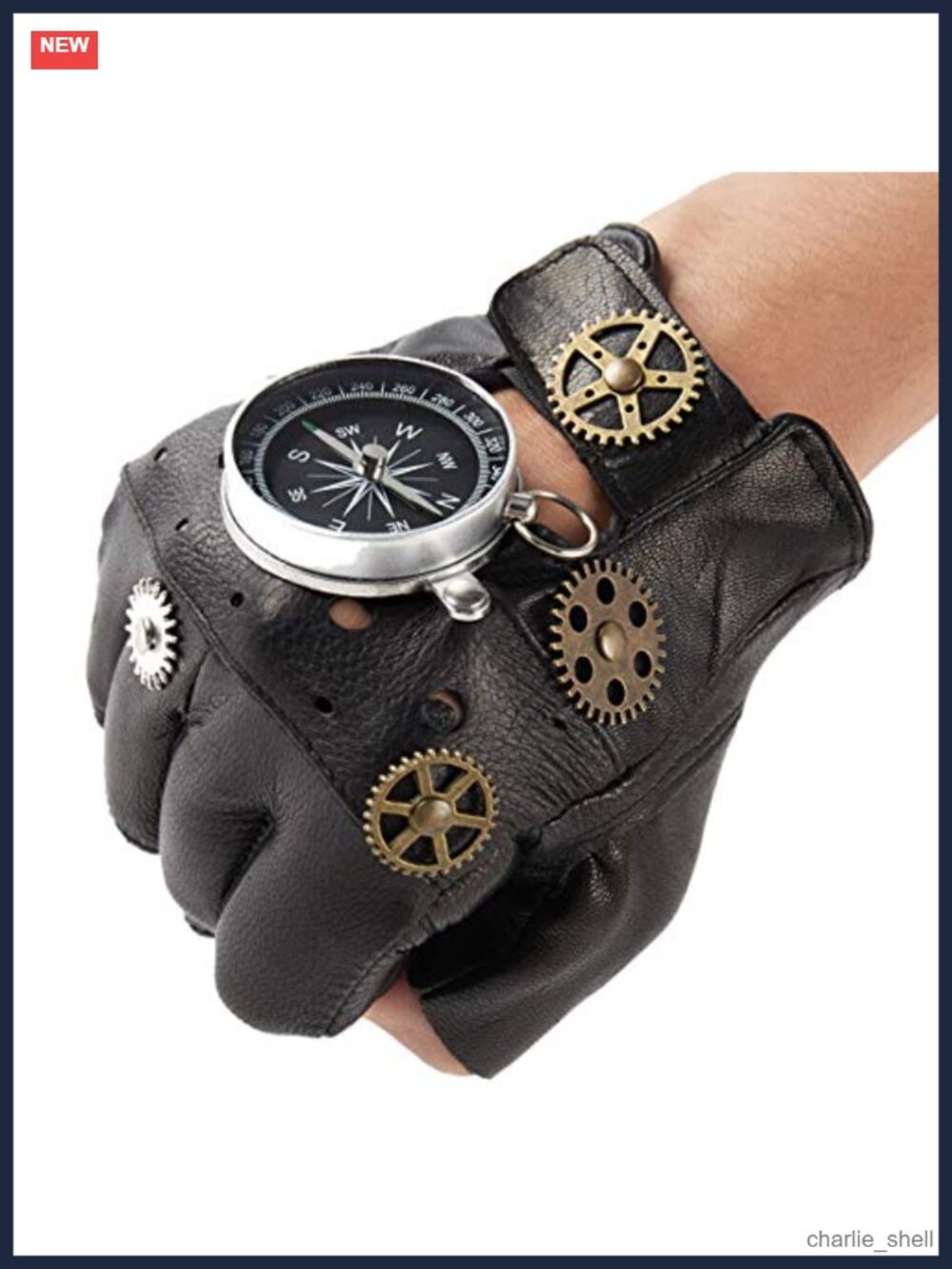 Fingerless Leather Gloves Mens Steampunk Gothic Mittens Cosplay Costume